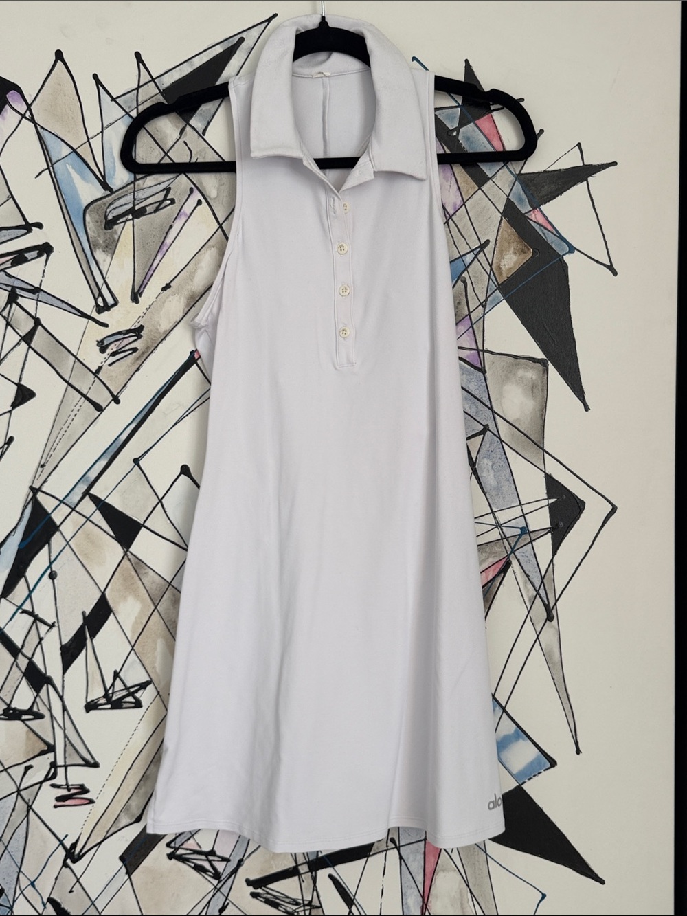 ALO Yoga White Sleeveless Polo Dress